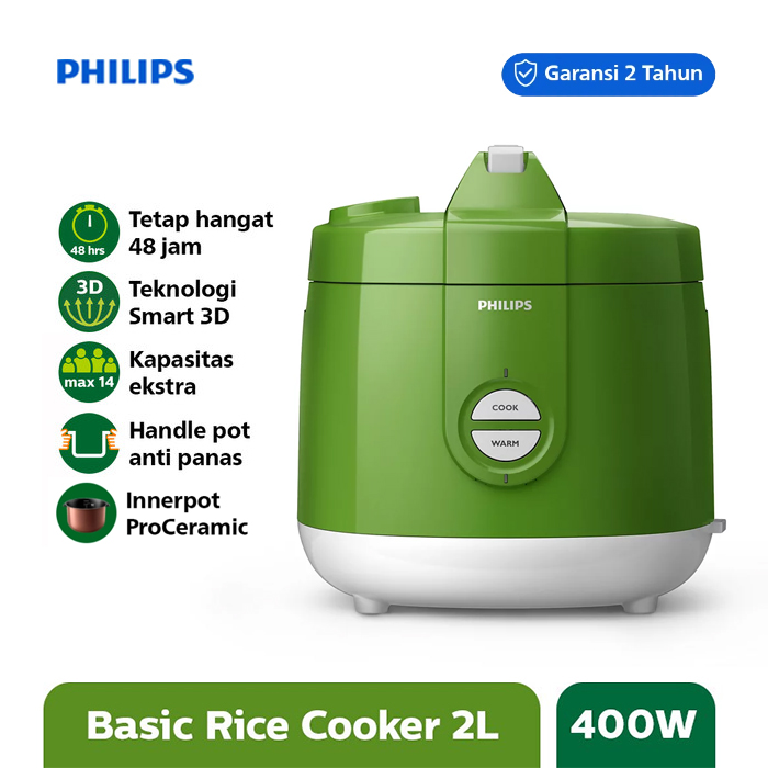 PHILIPS Rice Cooker 2 L - HD3131/30 Hijau